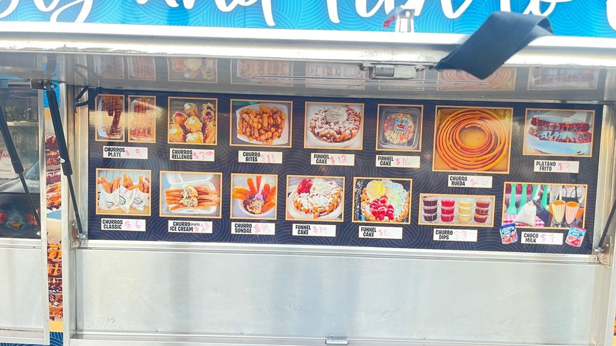 Menu at the Churros La Linea trailer
